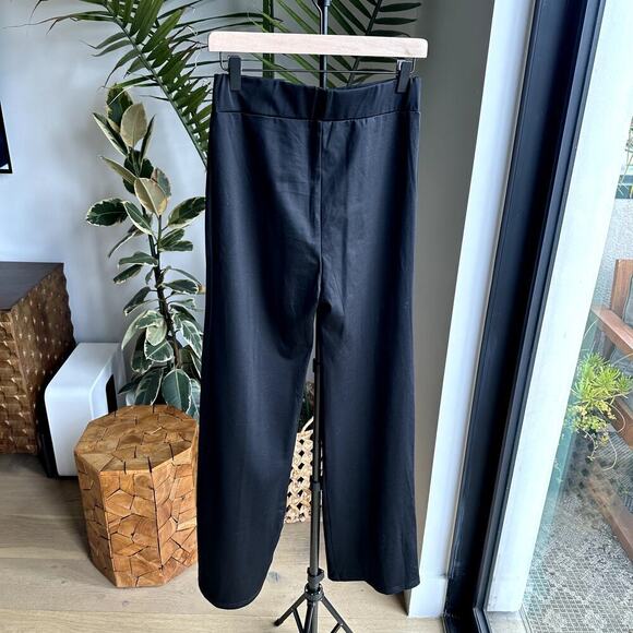 Women’s Black Wide Leg Pull-On Pants Size M 31” Inseam Stretch Workwear Trousers - Picture 2 of 7